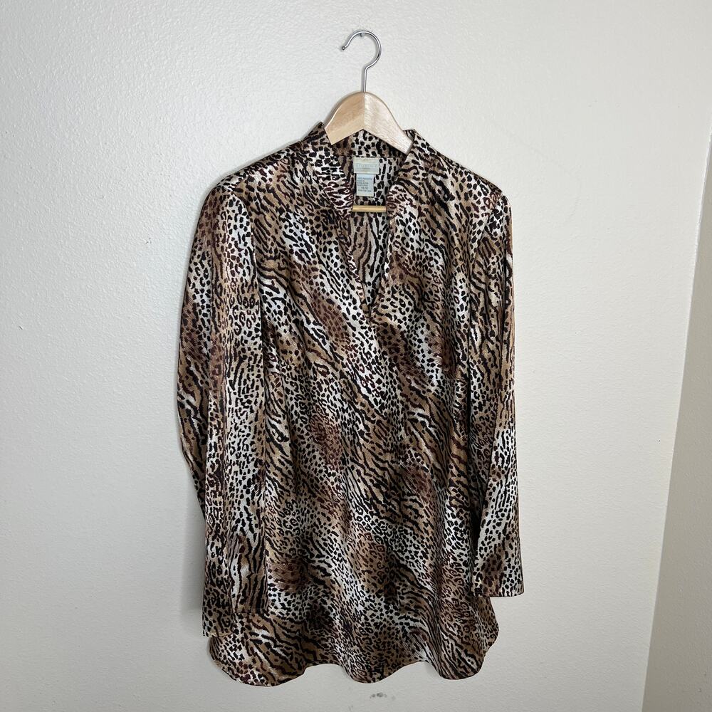 Studio C Animal Print Button Up Blouse 14/16